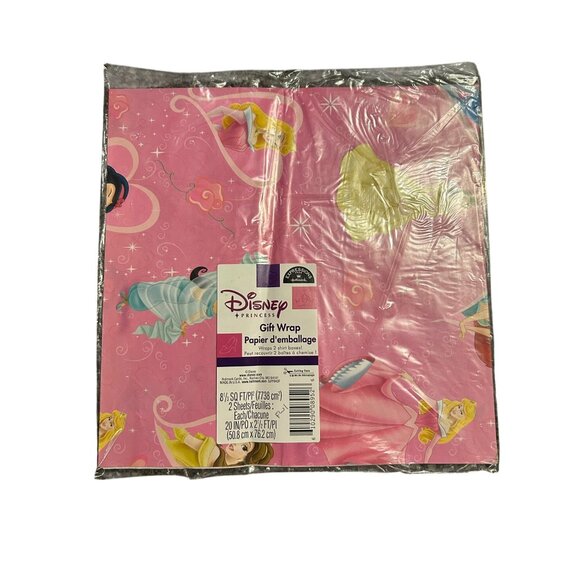 Vintage Disney Princess Pink Gift Wrap 20 Sq Ft x 2.5 Wrapping Paper Christmas b - Picture 1 of 4